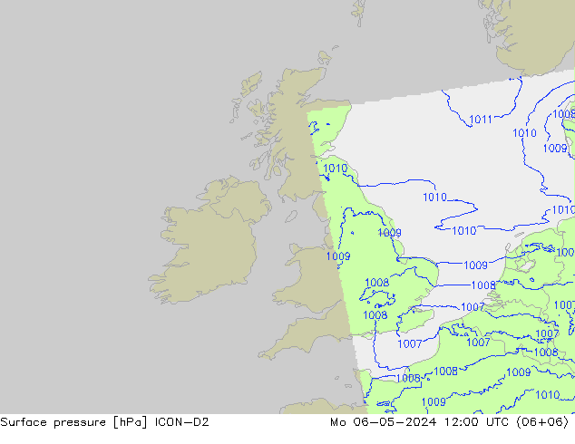 Surface pressure ICON-D2 Mo 06.05.2024 12 UTC