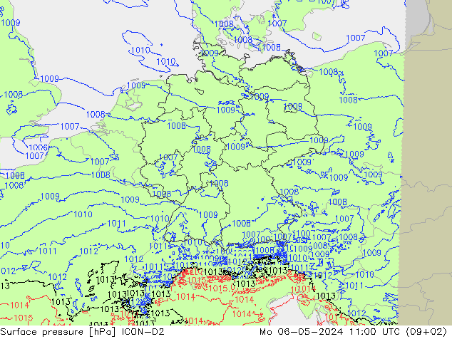 pression de l'air ICON-D2 lun 06.05.2024 11 UTC