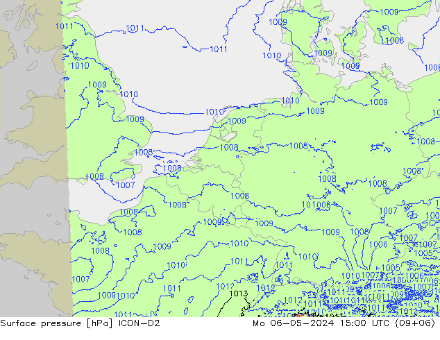 приземное давление ICON-D2 пн 06.05.2024 15 UTC