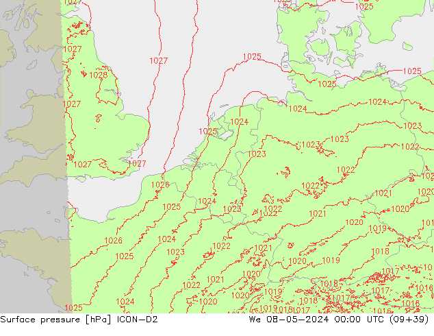 приземное давление ICON-D2 ср 08.05.2024 00 UTC