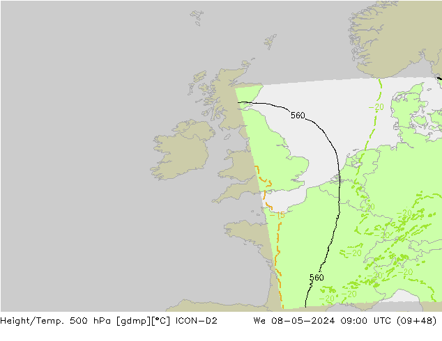 Height/Temp. 500 hPa ICON-D2 We 08.05.2024 09 UTC