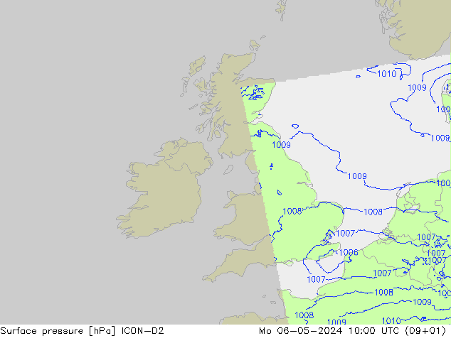 приземное давление ICON-D2 пн 06.05.2024 10 UTC