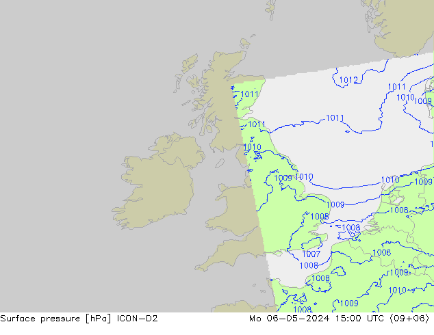 Surface pressure ICON-D2 Mo 06.05.2024 15 UTC