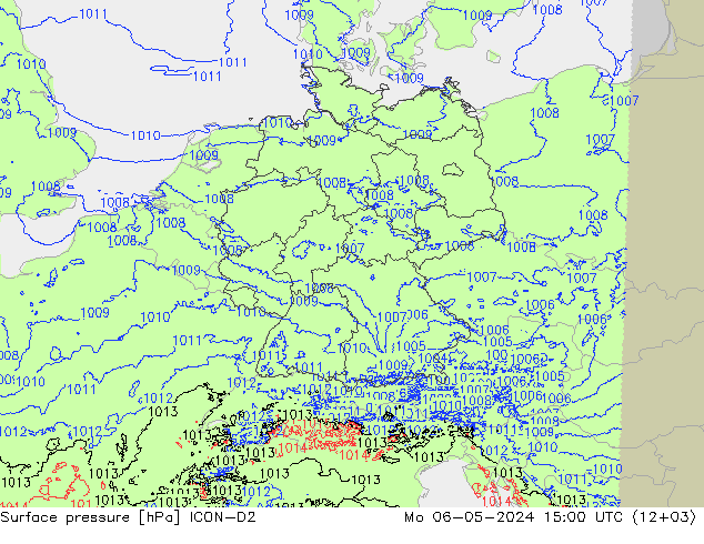 地面气压 ICON-D2 星期一 06.05.2024 15 UTC
