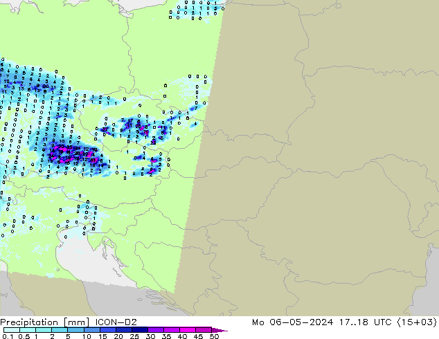 precipitação ICON-D2 Seg 06.05.2024 18 UTC