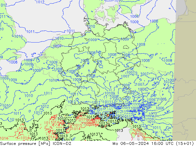 Bodendruck ICON-D2 Mo 06.05.2024 16 UTC
