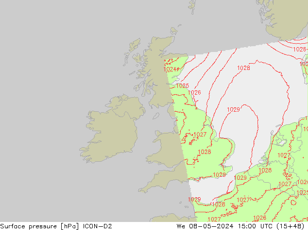 Bodendruck ICON-D2 Mi 08.05.2024 15 UTC