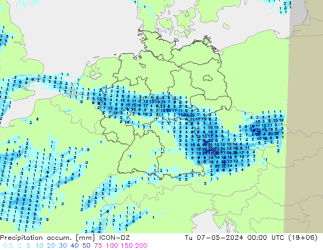 Precipitación acum. ICON-D2 mar 07.05.2024 00 UTC