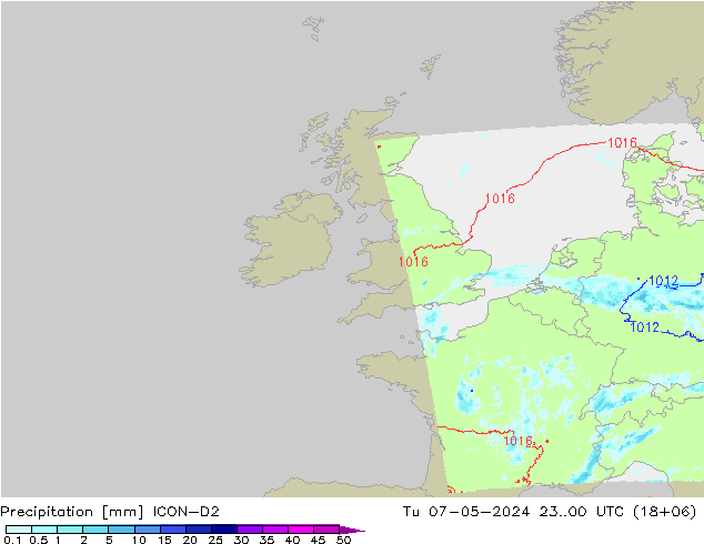 Precipitazione ICON-D2 mar 07.05.2024 00 UTC