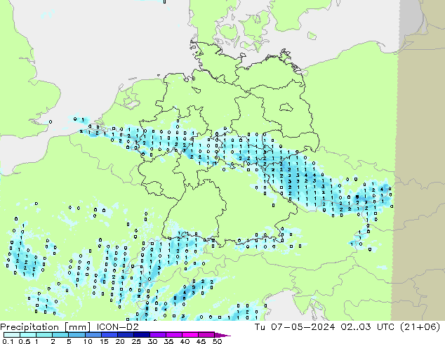 precipitação ICON-D2 Ter 07.05.2024 03 UTC