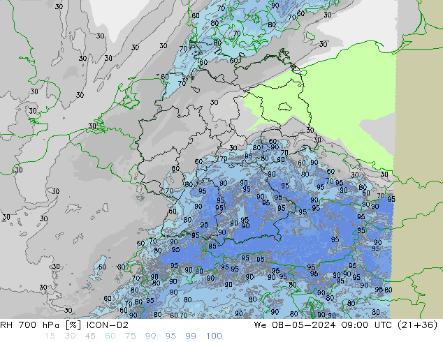 RH 700 hPa ICON-D2  08.05.2024 09 UTC