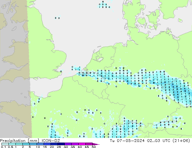Niederschlag ICON-D2 Di 07.05.2024 03 UTC
