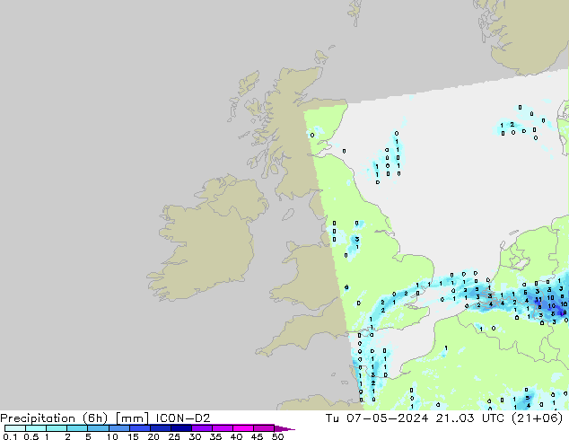 Precipitação (6h) ICON-D2 Ter 07.05.2024 03 UTC