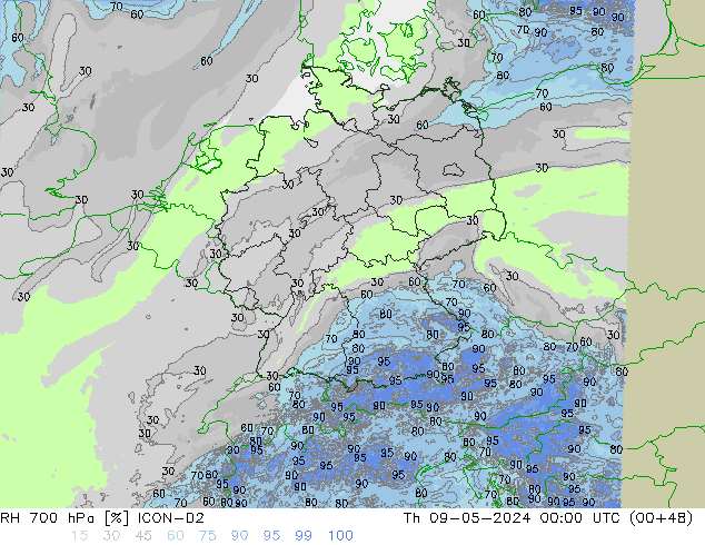 RV 700 hPa ICON-D2 do 09.05.2024 00 UTC