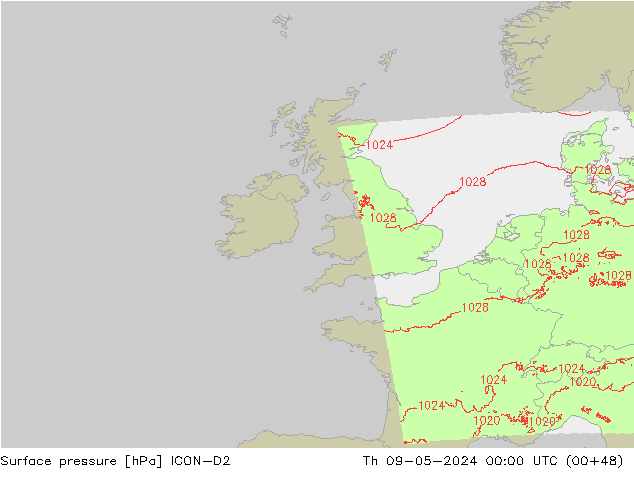 pression de l'air ICON-D2 jeu 09.05.2024 00 UTC
