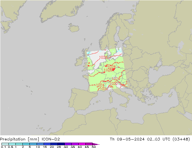 Niederschlag ICON-D2 Do 09.05.2024 03 UTC