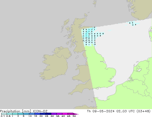 Precipitation ICON-D2 Th 09.05.2024 03 UTC