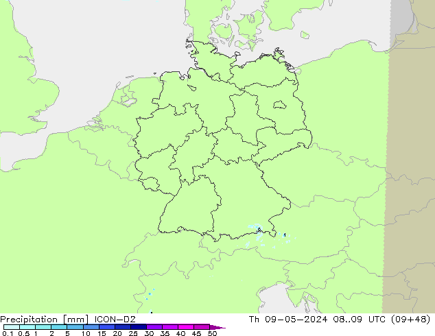 Precipitazione ICON-D2 gio 09.05.2024 09 UTC