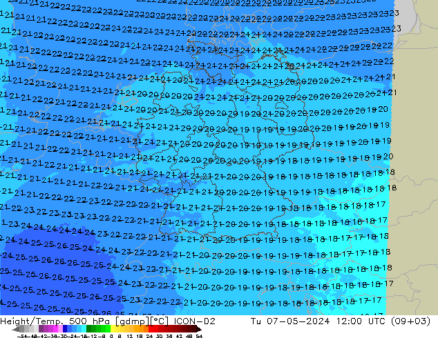 Geop./Temp. 500 hPa ICON-D2 mar 07.05.2024 12 UTC