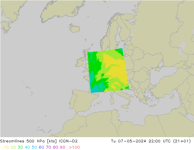  500 hPa ICON-D2  07.05.2024 22 UTC