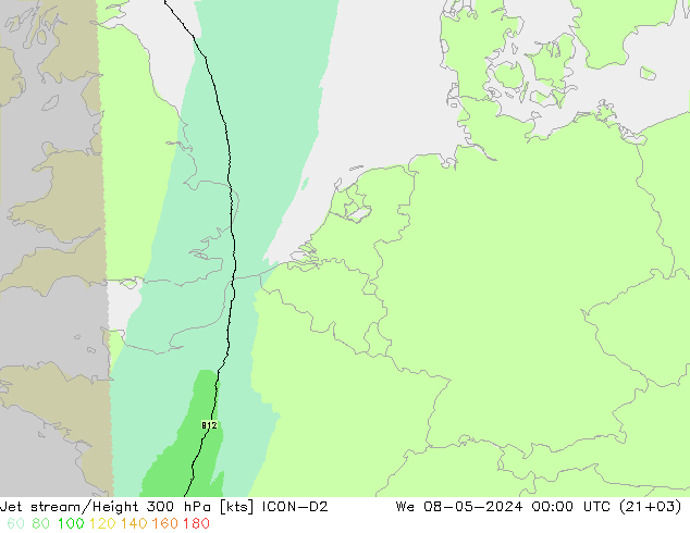 Jet Akımları ICON-D2 Çar 08.05.2024 00 UTC