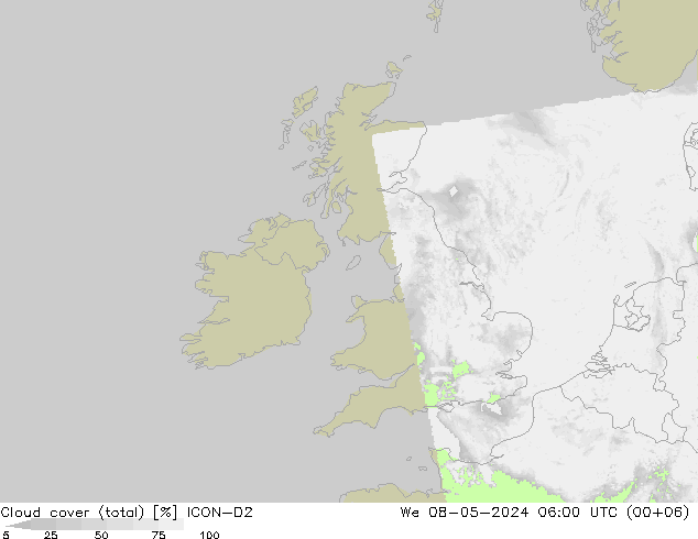 Bulutlar (toplam) ICON-D2 Çar 08.05.2024 06 UTC