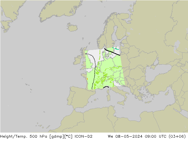 Yükseklik/Sıc. 500 hPa ICON-D2 Çar 08.05.2024 09 UTC