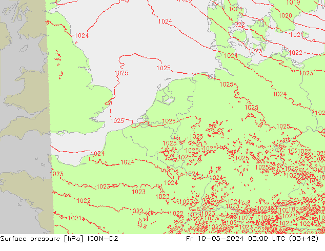 Bodendruck ICON-D2 Fr 10.05.2024 03 UTC