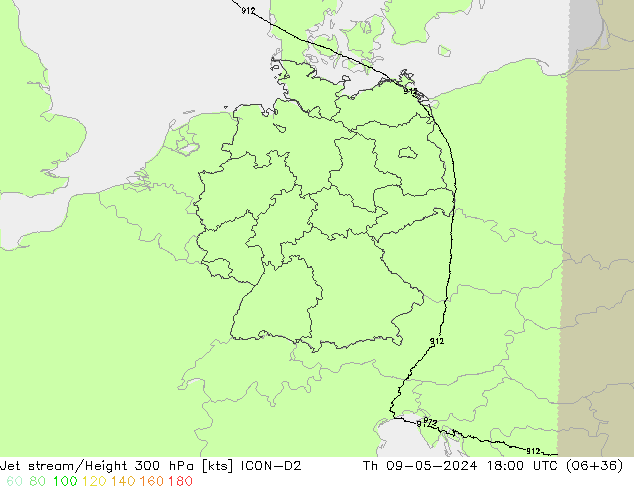 Corrente a getto ICON-D2 gio 09.05.2024 18 UTC