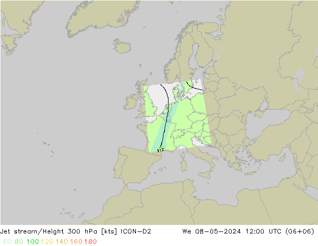 Straalstroom ICON-D2 wo 08.05.2024 12 UTC