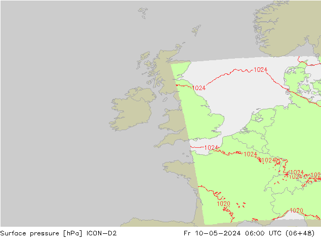 Yer basıncı ICON-D2 Cu 10.05.2024 06 UTC