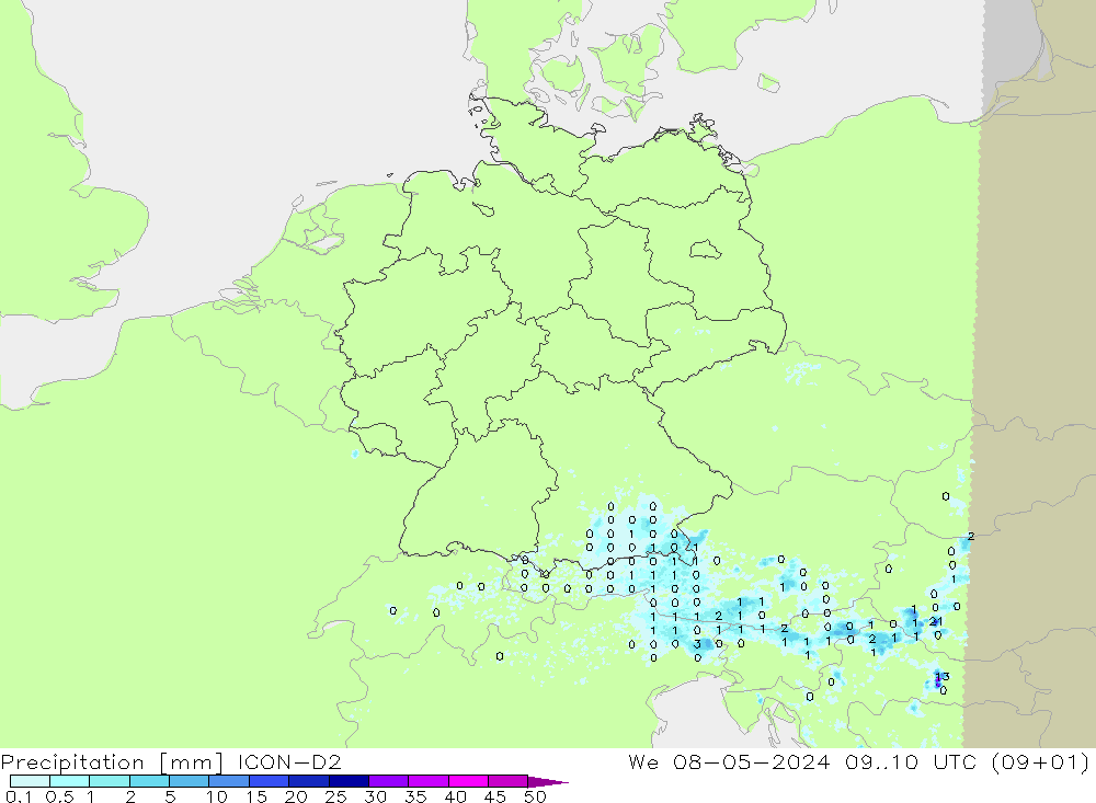 Yağış ICON-D2 Çar 08.05.2024 10 UTC