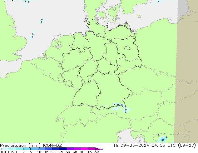 Precipitazione ICON-D2 gio 09.05.2024 05 UTC