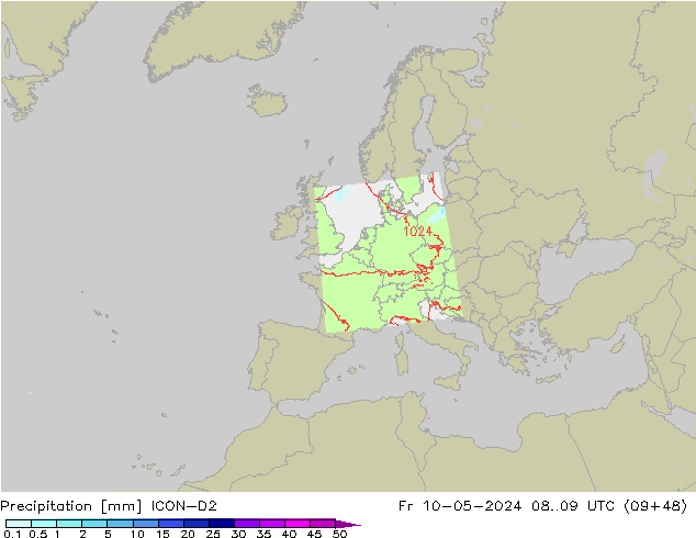Yağış ICON-D2 Cu 10.05.2024 09 UTC