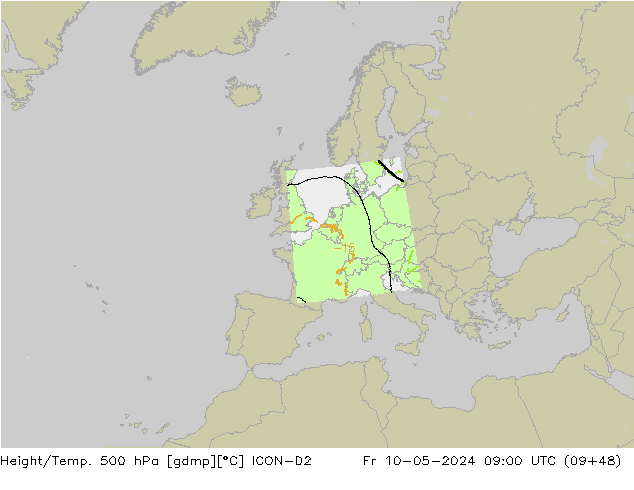 Height/Temp. 500 hPa ICON-D2 Fr 10.05.2024 09 UTC