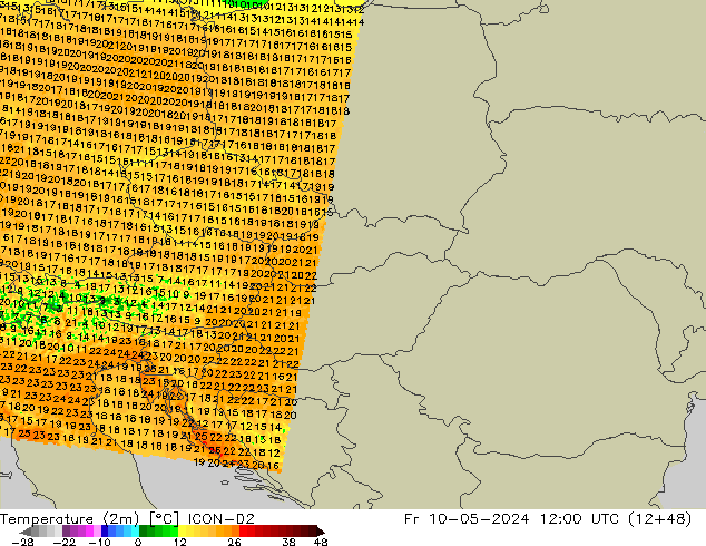 Temperature (2m) ICON-D2 Fr 10.05.2024 12 UTC