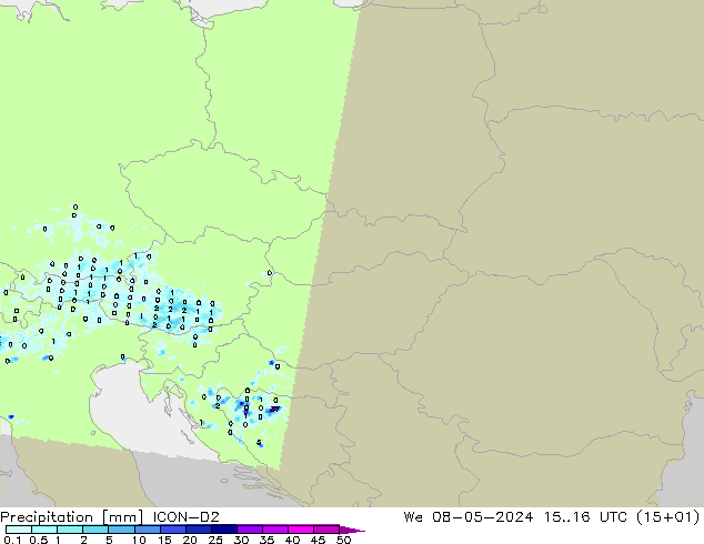 Yağış ICON-D2 Çar 08.05.2024 16 UTC