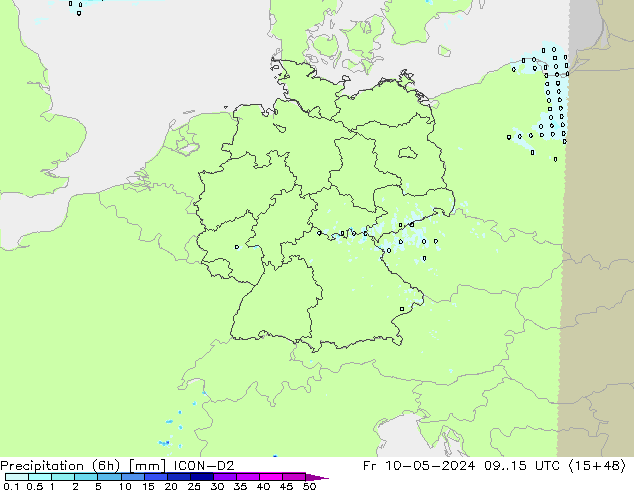 Precipitation (6h) ICON-D2 Fr 10.05.2024 15 UTC