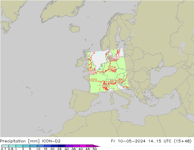 Niederschlag ICON-D2 Fr 10.05.2024 15 UTC