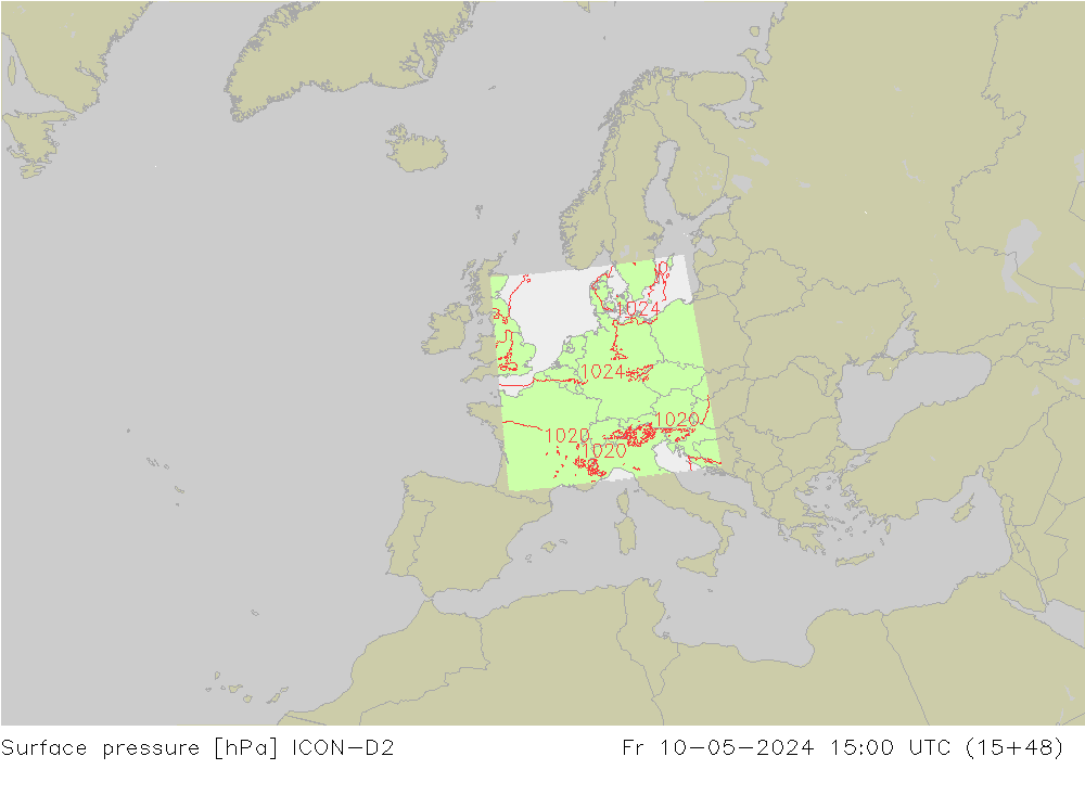 Bodendruck ICON-D2 Fr 10.05.2024 15 UTC