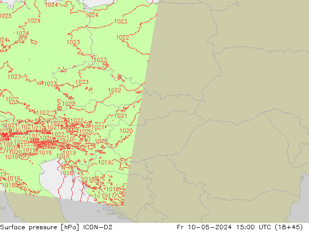 Bodendruck ICON-D2 Fr 10.05.2024 15 UTC