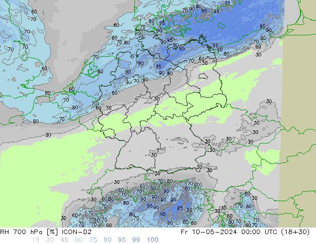 RH 700 hPa ICON-D2  10.05.2024 00 UTC