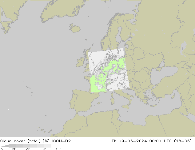 Bulutlar (toplam) ICON-D2 Per 09.05.2024 00 UTC