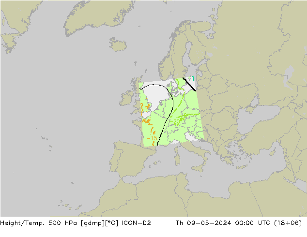 Geop./Temp. 500 hPa ICON-D2 jue 09.05.2024 00 UTC