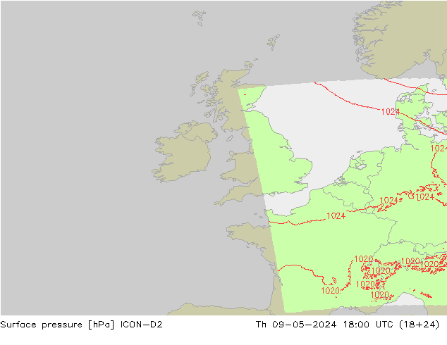 Luchtdruk (Grond) ICON-D2 do 09.05.2024 18 UTC