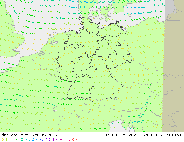  850 hPa ICON-D2  09.05.2024 12 UTC