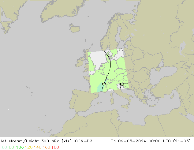 Courant-jet ICON-D2 jeu 09.05.2024 00 UTC