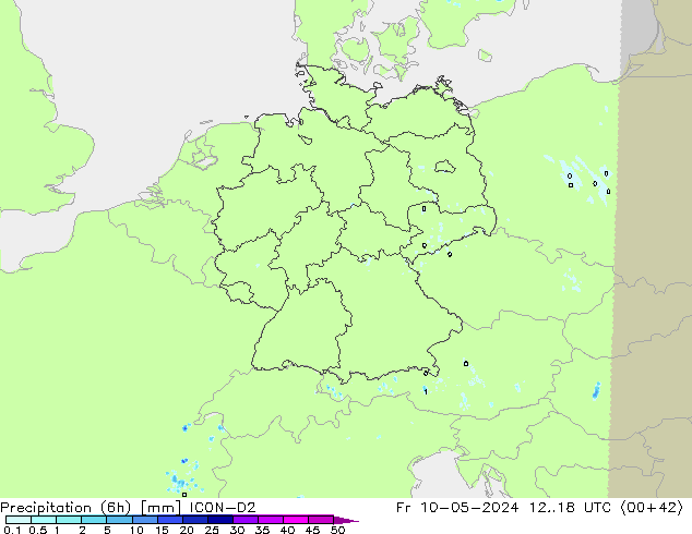 Precipitação (6h) ICON-D2 Sex 10.05.2024 18 UTC
