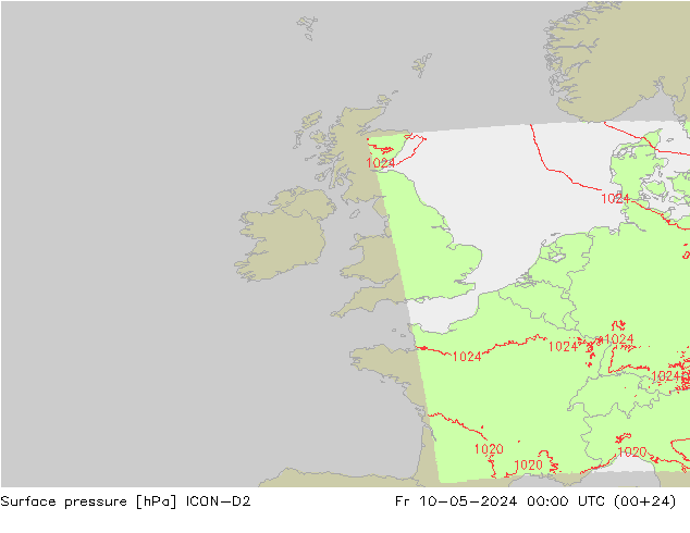 ciśnienie ICON-D2 pt. 10.05.2024 00 UTC