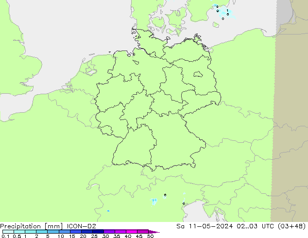 Niederschlag ICON-D2 Sa 11.05.2024 03 UTC